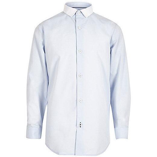 Boys blue smart contrast collar shirt  River Island   