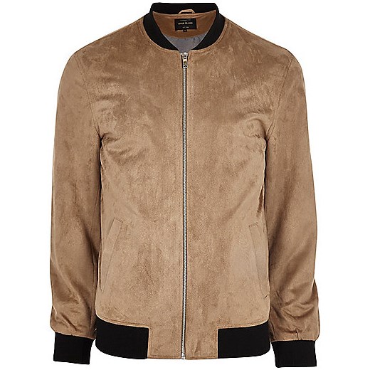Stone faux suede bomber jacket  River Island rozowy  