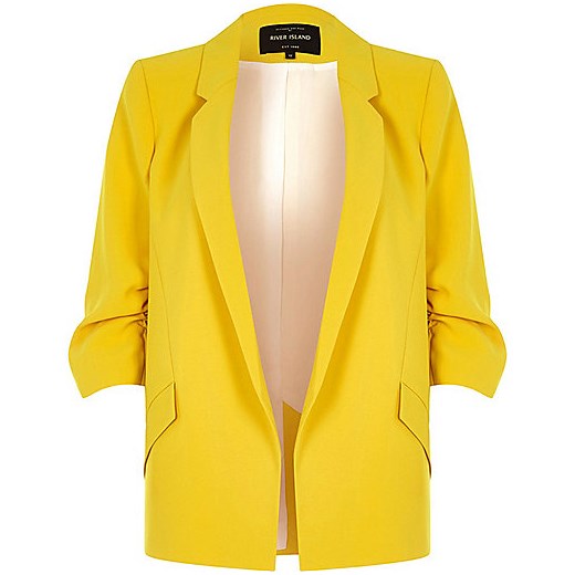 Yellow ruched sleeve blazer  River Island zolty  