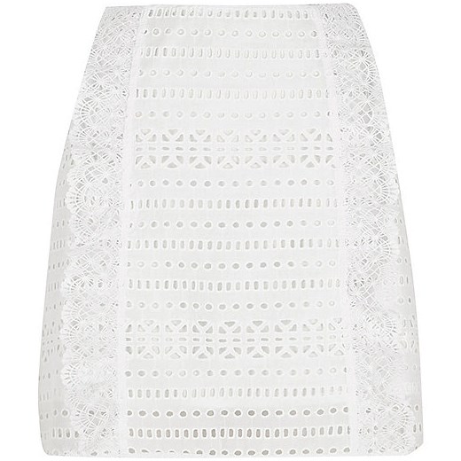 White broderie mini skirt 