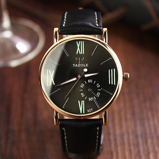 Zegarek męski YAZOLE klasyczna elegancja rzymskie cyfry brazowy TakeShop