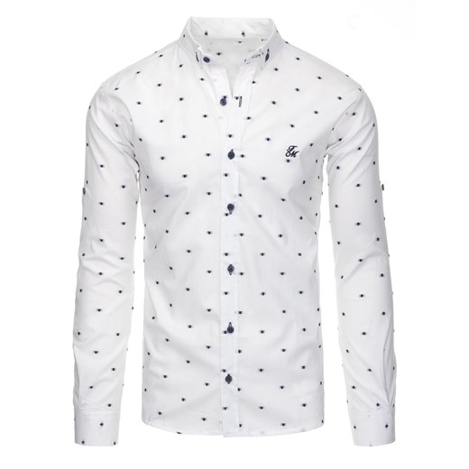 Biała koszula męska we wzory z długim rękawem (dx1318) Dstreet  M 