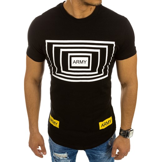 T-shirt męski z nadrukiem czarny (rx2121)  Dstreet M 