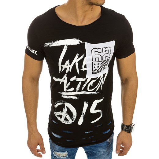 T-shirt męski z nadrukiem czarny (rx2154)  Dstreet L 