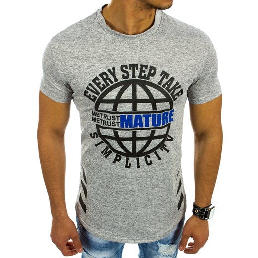 T-shirt męski z nadrukiem szary (rx2086)  Dstreet M 
