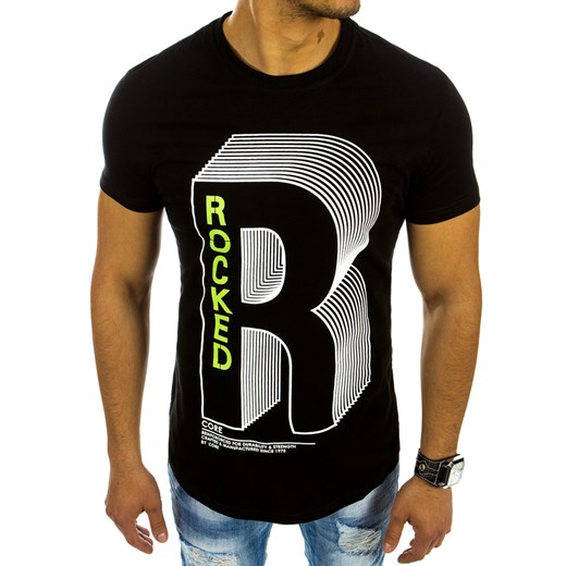 T-shirt męski z nadrukiem czarny (rx2136)  Dstreet M 