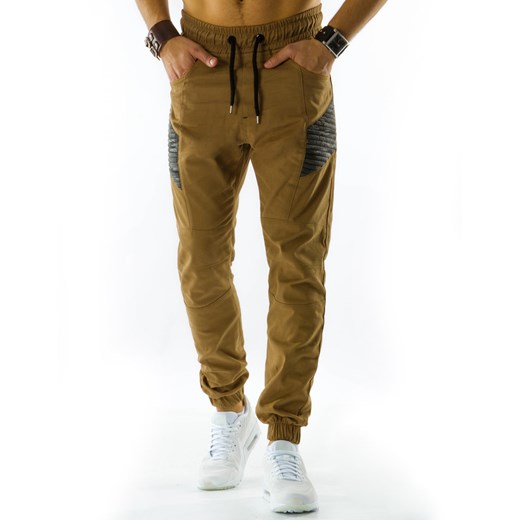 Spodnie męskie joggery kamelowe (ux0852) Dstreet brazowy S 