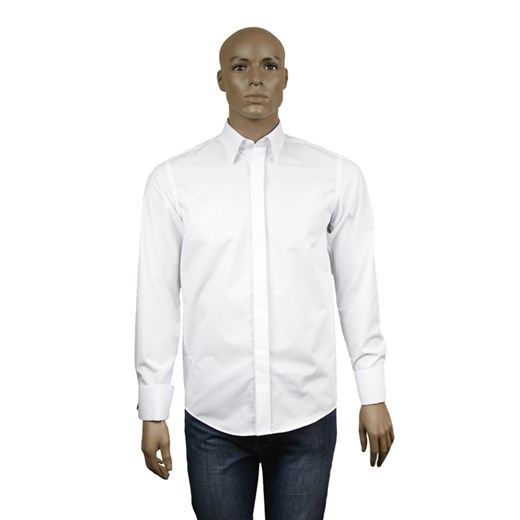 KRZYSZTOF koszula biała na spinki 46 176/182 klasyczna