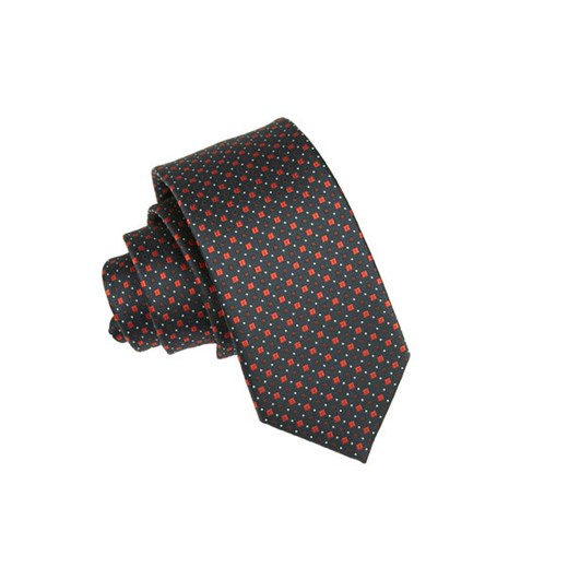 Granatowy w bordowe wzorki krawat KRZYSZTOF  7cm