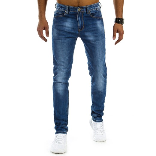 Spodnie jeansowe męskie niebieskie (ux0885) granatowy Dstreet  