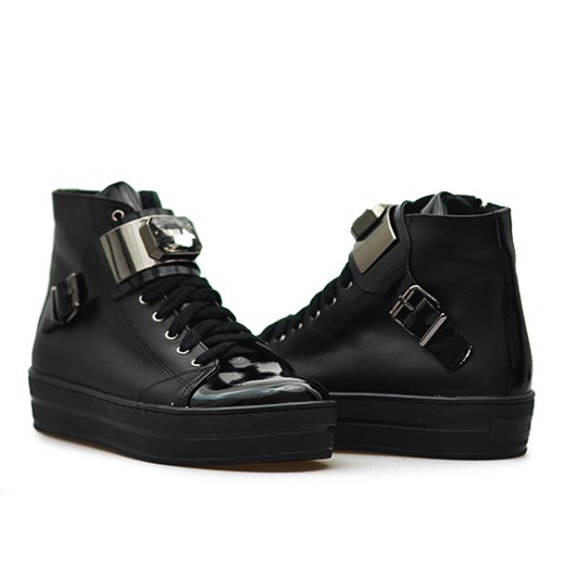 Sneakersy Exclusive Roberto 549/K Czarne lico + lakier  Exclusive Roberto  Arturo-obuwie