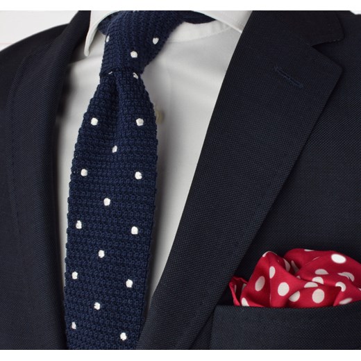 Krawat knit w grochy (granat) czarny Republic Of Ties  