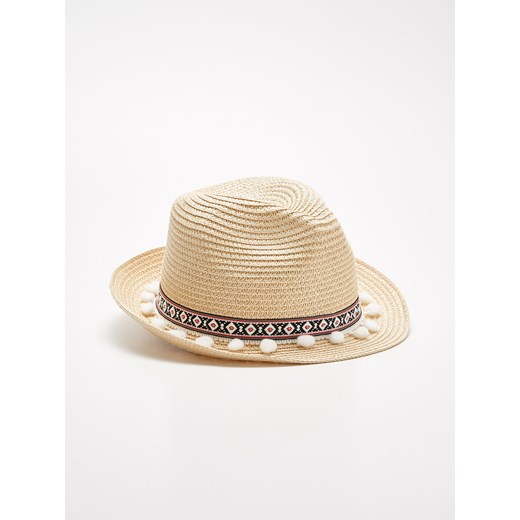 Sinsay - Wakacyjny kapelusz z pomponami - Kremowy Sinsay bezowy One Size 