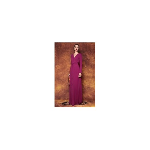 długa kopertowa suknia opus x Kasia Miciak Design brazowy  FashionBay