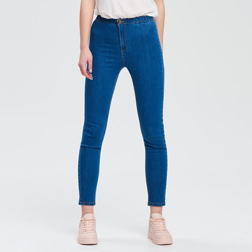 Cropp - Spodnie z elastyczną talią - Niebieski