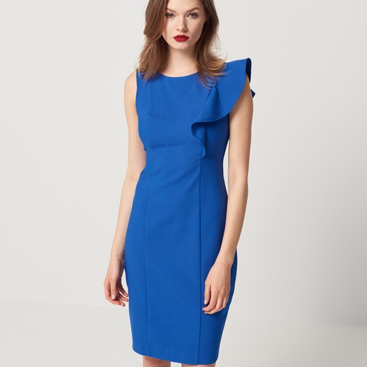 Mohito - Ołówkowa sukienka z falbaną - Niebieski  Mohito 38 