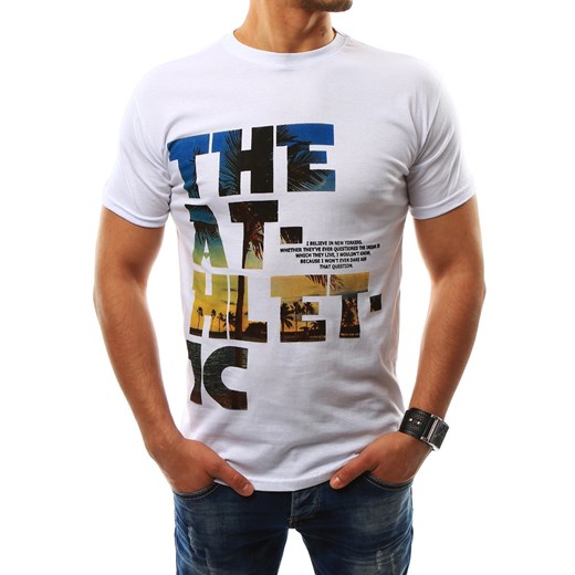 T-shirt męski z nadrukiem biały (rx2317) Dstreet  L 