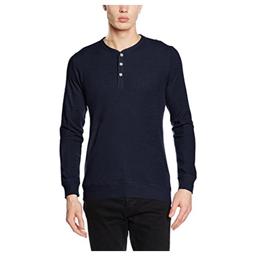 Bluzka z długim rękawem ESPRIT 106EE2K034 - Henley dla mężczyzn, kolor: niebieski, rozmiar: X-Large Esprit czarny XL Amazon