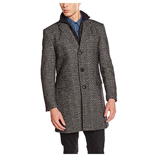 Płaszcz Lagerfeld Coat Twister dla mężczyzn, kolor: wielokolorowy, rozmiar: Small (rozmiar producenta: 48) szary Karl Lagerfeld 48 Amazon