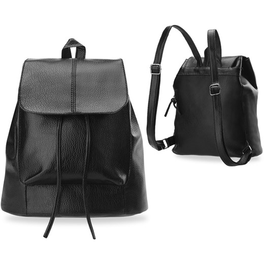STYLOWY PLECAK-WOREK Z KLAPĄ W STYLU RETRO - CZARNY world-style.pl