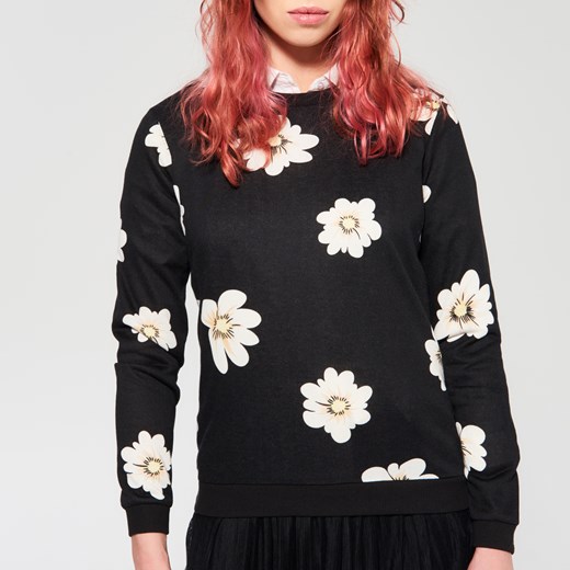 Sinsay - Sweter w kwiaty - Czarny Sinsay czarny XL 
