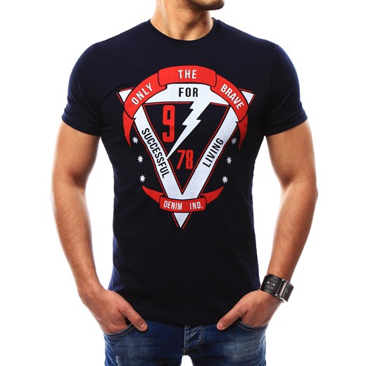T-shirt męski z nadrukiem granatowy (rx2304)  Dstreet XXL 