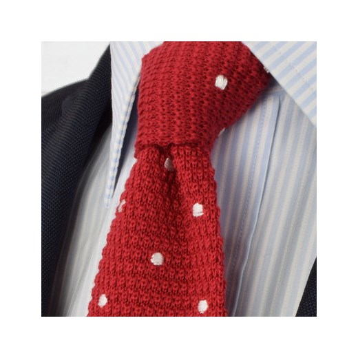 Krawat knit w grochy (czerwony)