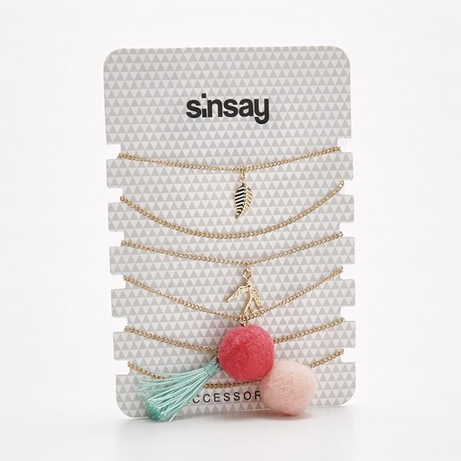 Sinsay - Zestaw bransoletek z zawieszkami - Beżowy szary Sinsay One Size 