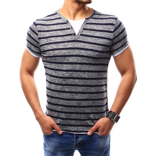 T-shirt męski w paski szary (rx2360) Dstreet  XL 