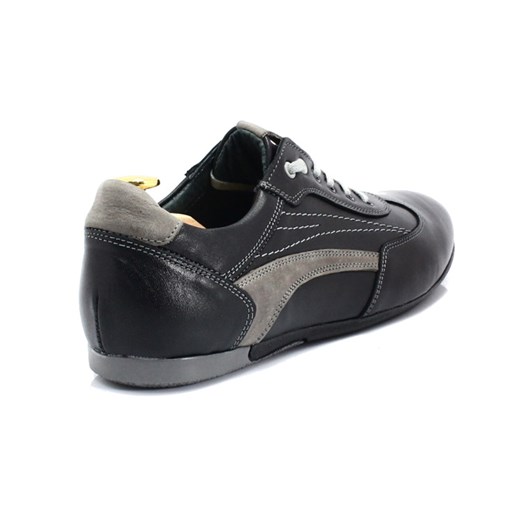 KENT 296 CZARNY-SZARY - Sportowo eleganckie skórzane buty