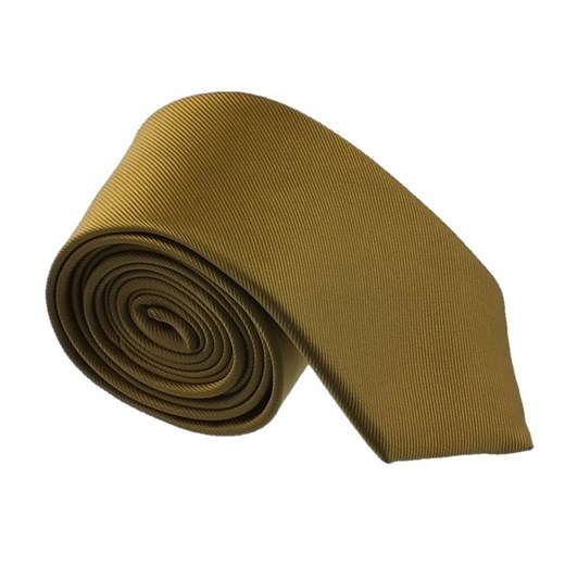 KR-077 Krawat Jedwabny (Teflon Protector) w Kolorze Złotym brazowy Luma Milanówek  