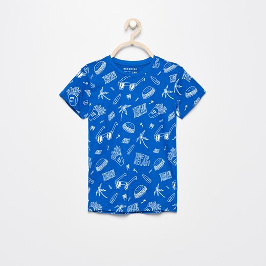 Reserved - T-shirt z nadrukiem - Niebieski niebieski Reserved 158 