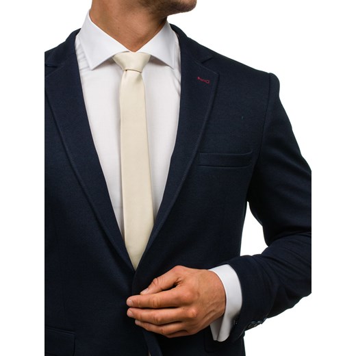 Elegancki krawat męski beżowy Denley K001 Denley.pl czarny 150 wyprzedaż  