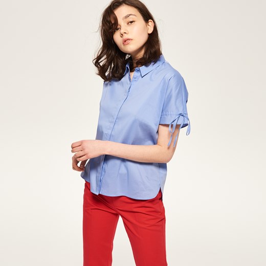 Reserved - Koszula z wiązaniami przy rękawach - Niebieski Reserved niebieski 34 