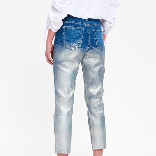 Cropp - Srebrne jeansy regular - Niebieski  Cropp 42 