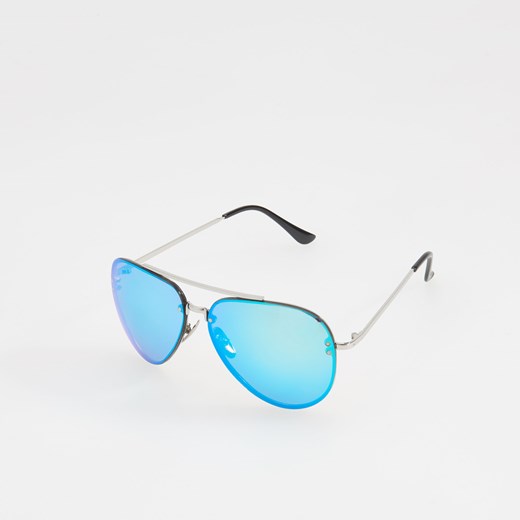 Reserved - Okulary przeciwsłoneczne - Srebrny Reserved turkusowy One Size 