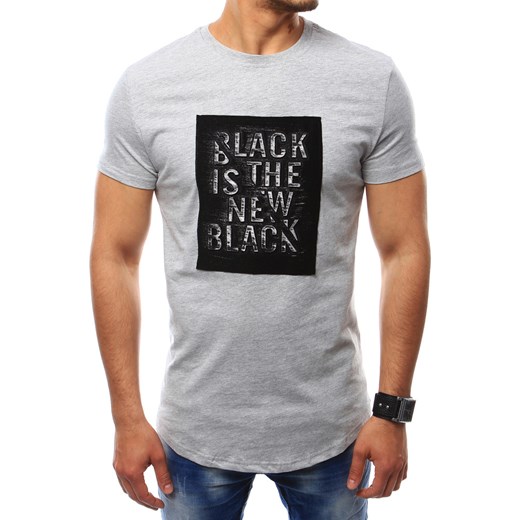 T-shirt męski z naszywką szary (rx2413) Dstreet  L 