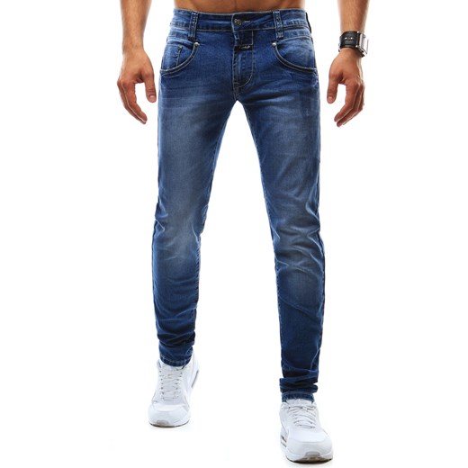 Spodnie jeansowe męskie niebieskie (ux0899) Dstreet granatowy  