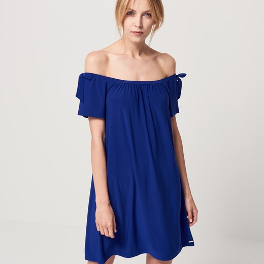 Mohito - Sukienka z ozdobnymi wiązaniami - Niebieski Mohito granatowy L 