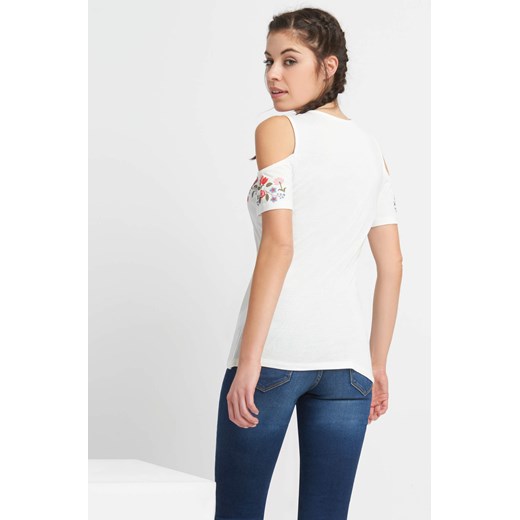 Koszulka z koronką i odkrytymi ramionami Orsay bialy XL orsay.com