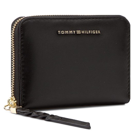 Duży Portfel Damski TOMMY HILFIGER - Leather Twist Compact Wallet AW0AW03730 Black 002