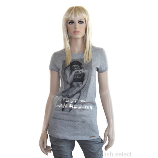 markowa odziez włoska Imperial t-shirt Monica Bellucci szary stylishselect  jesień