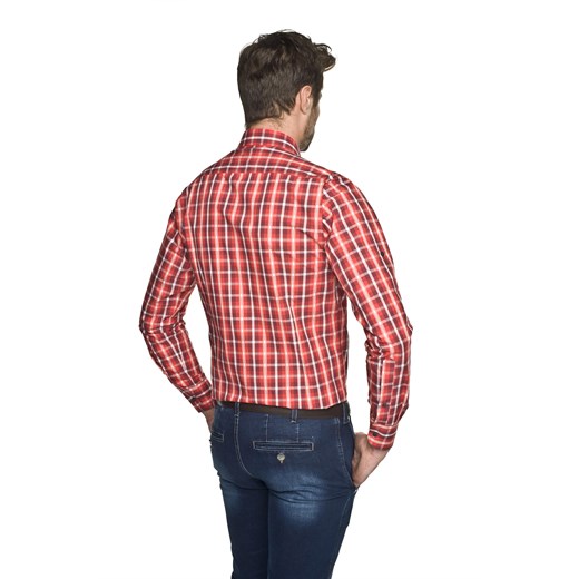 koszula milton 1719 długi rękaw slim fit czerwony