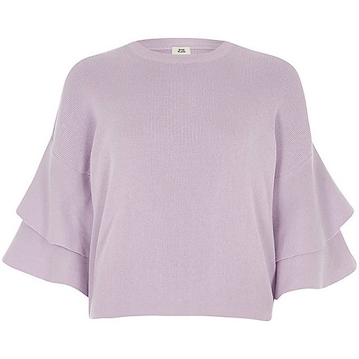 Lilac knit frill sleeve jumper 