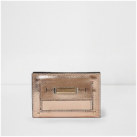 Gold metallic slim front pocket foldout purse 