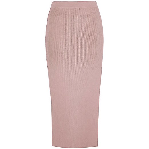 Light pink side split midi skirt 
