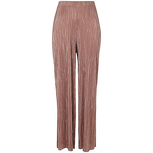 Light pink plisse wide leg trousers 