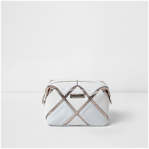 White and rose gold panel weekend bag 