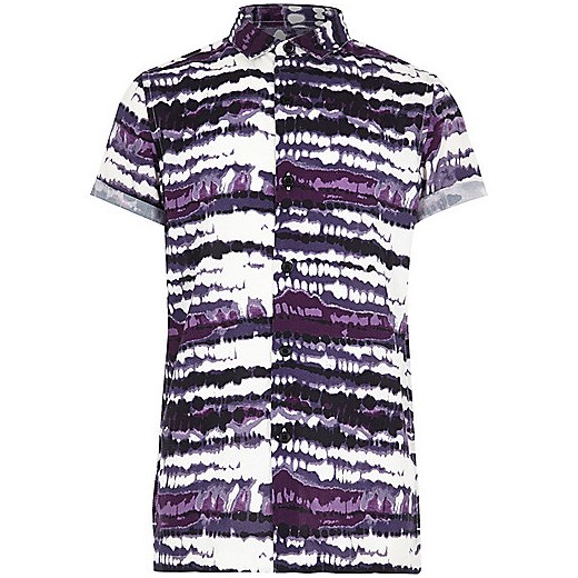 Boys purple tie dye print short sleeve shirt  River Island   