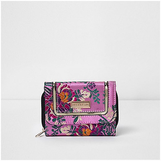 Girls pink floral jacquard purse 